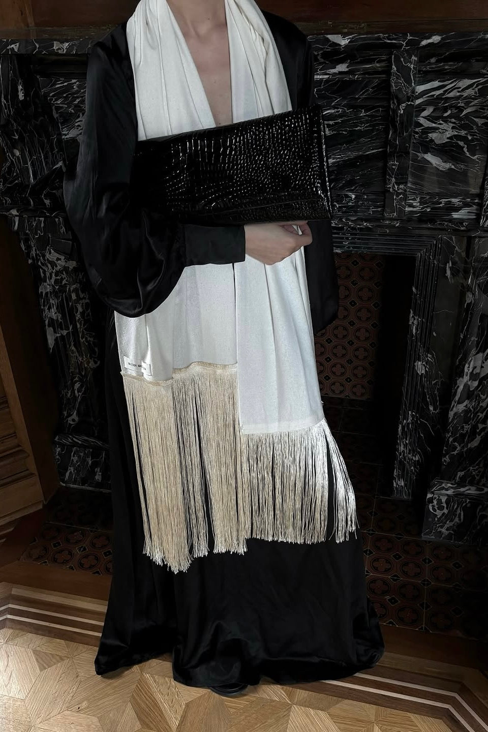 BRISA SCARF | MAISON MAGDALENA | Customer wearing with a black outfit