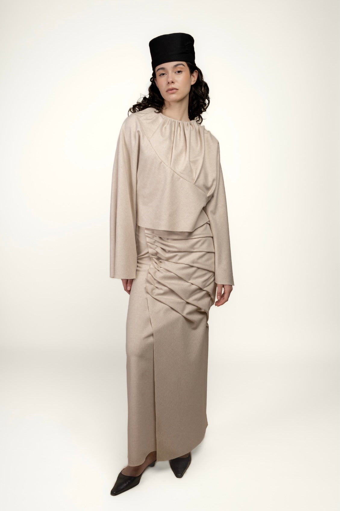 Model wearing HALCYON SKIRT and HALCYON TOP | MAISON MAGDALENA