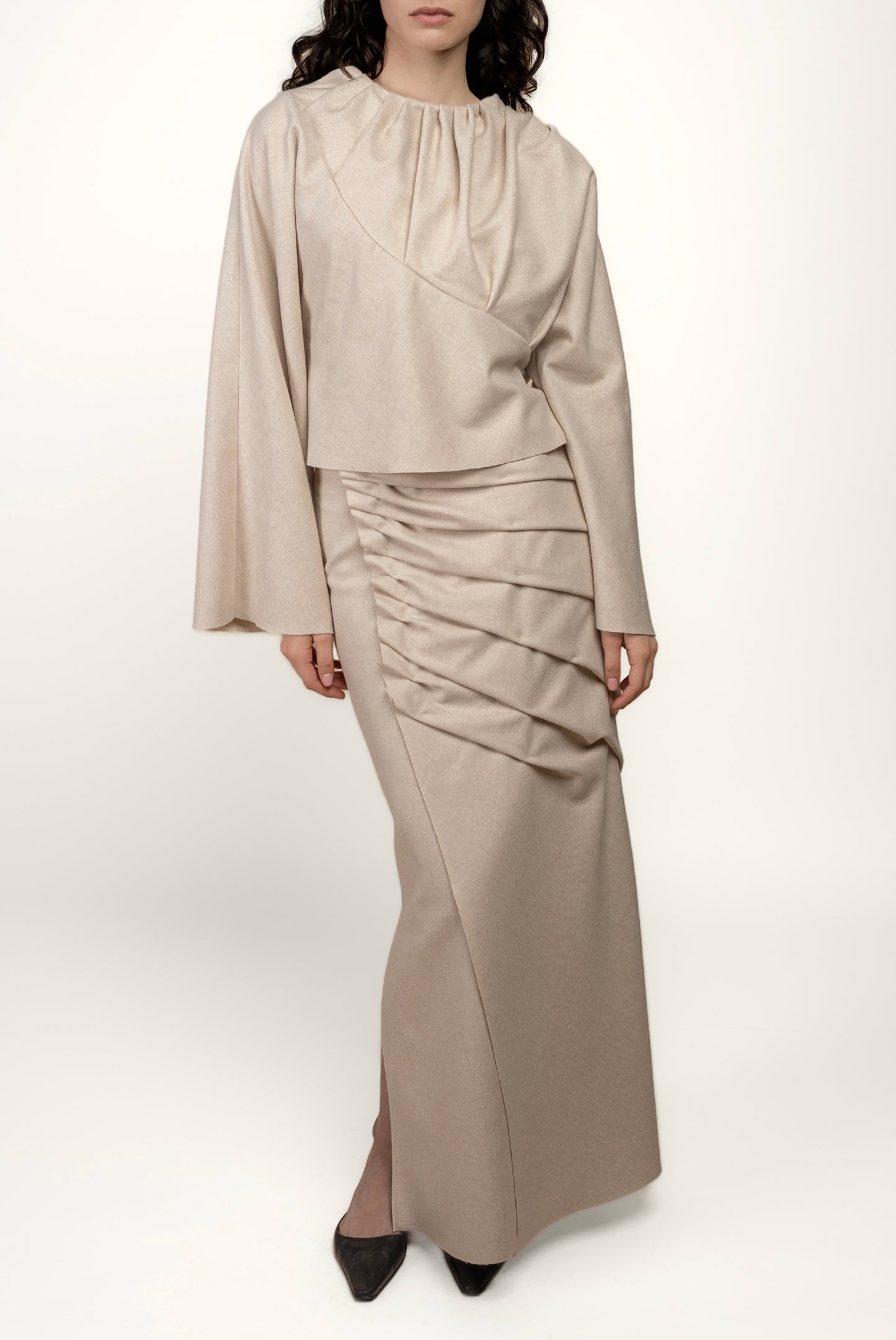 Model wearing HALCYON SKIRT | Front view | MAISON MAGDALENA
