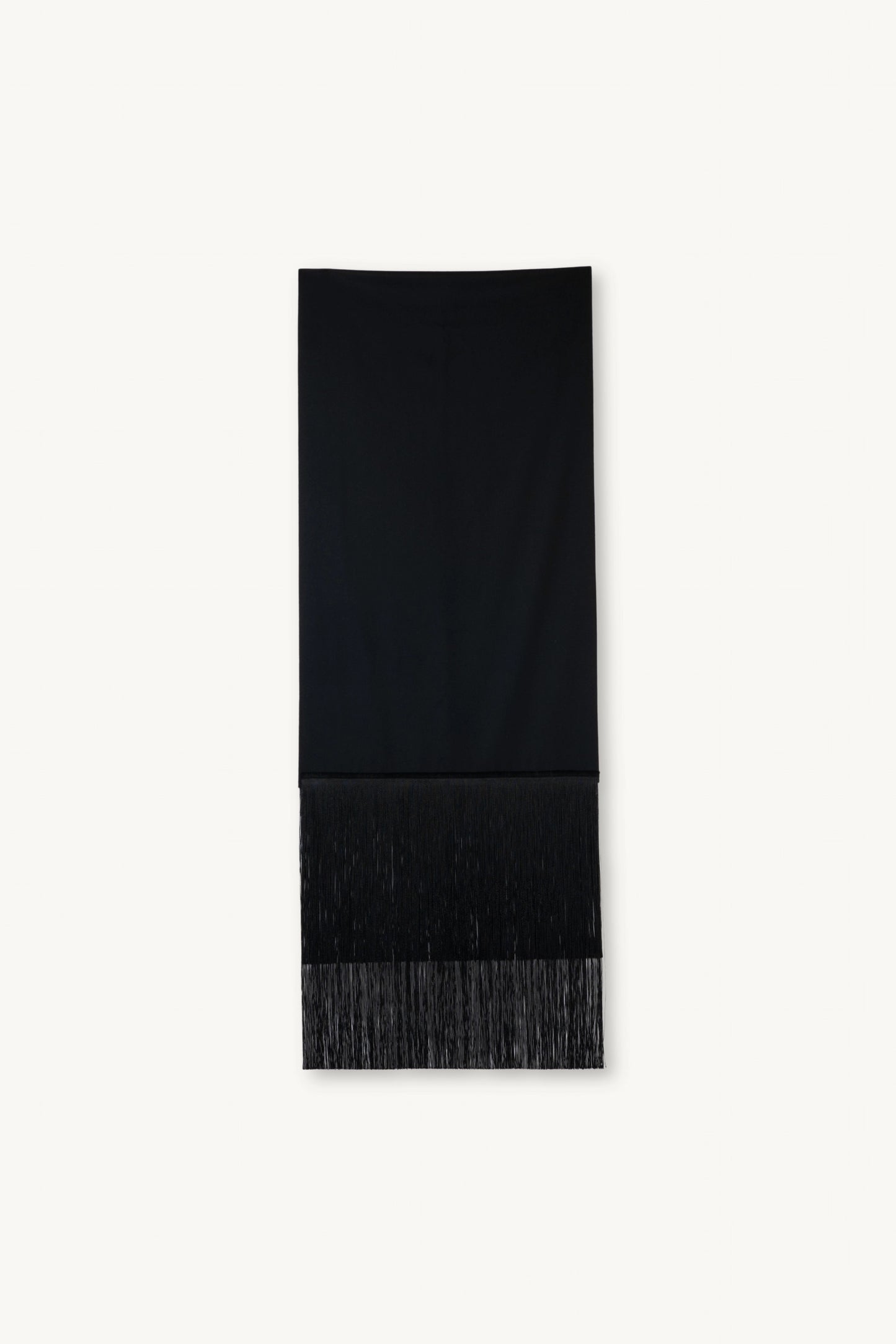 Brisa Scarf - Black | MAISON MAGDALENA | A long wool scarf with a handmade fringed finish | Product picture