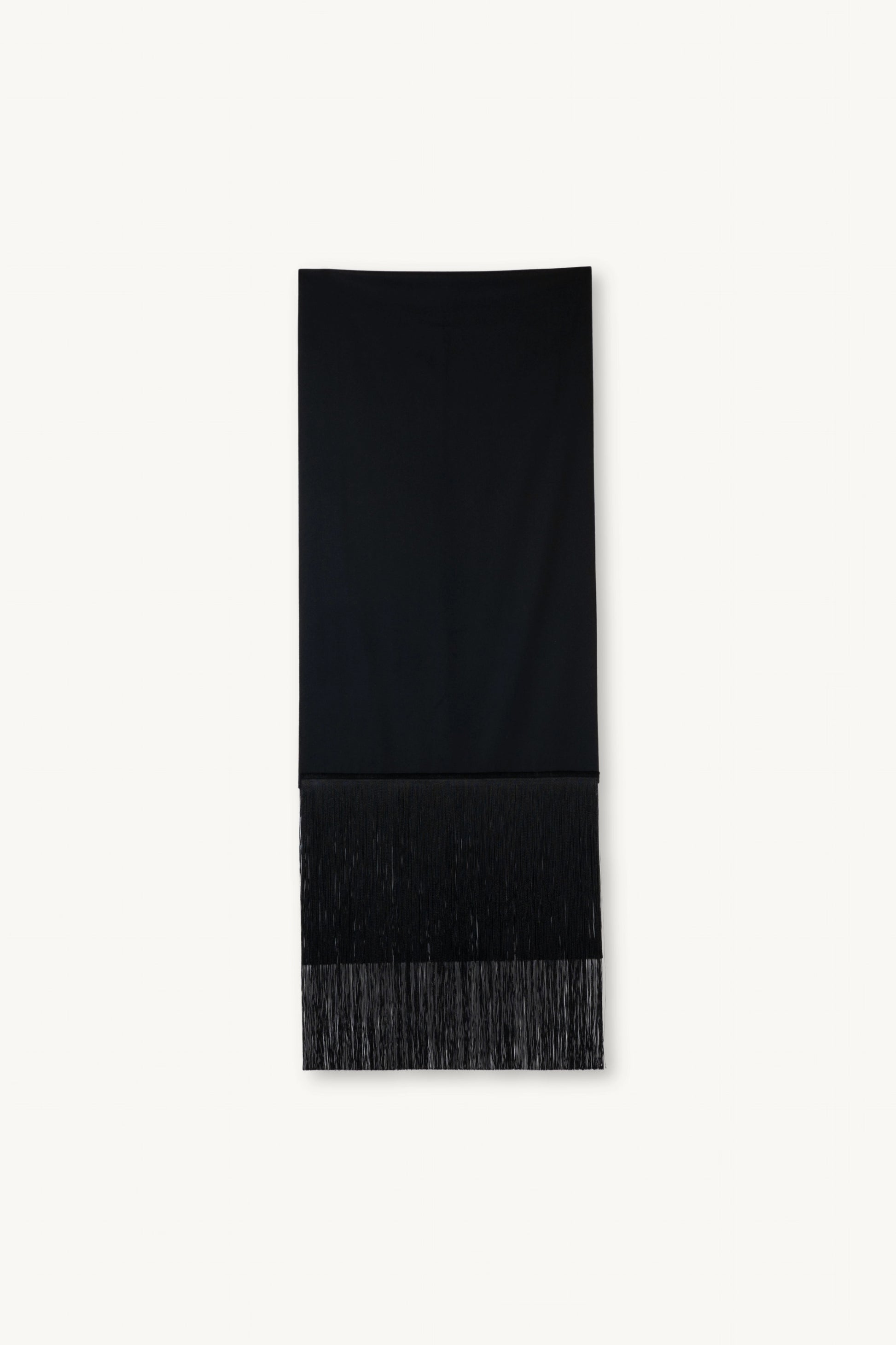 Brisa Scarf - Black | MAISON MAGDALENA | A long wool scarf with a handmade fringed finish | Product picture