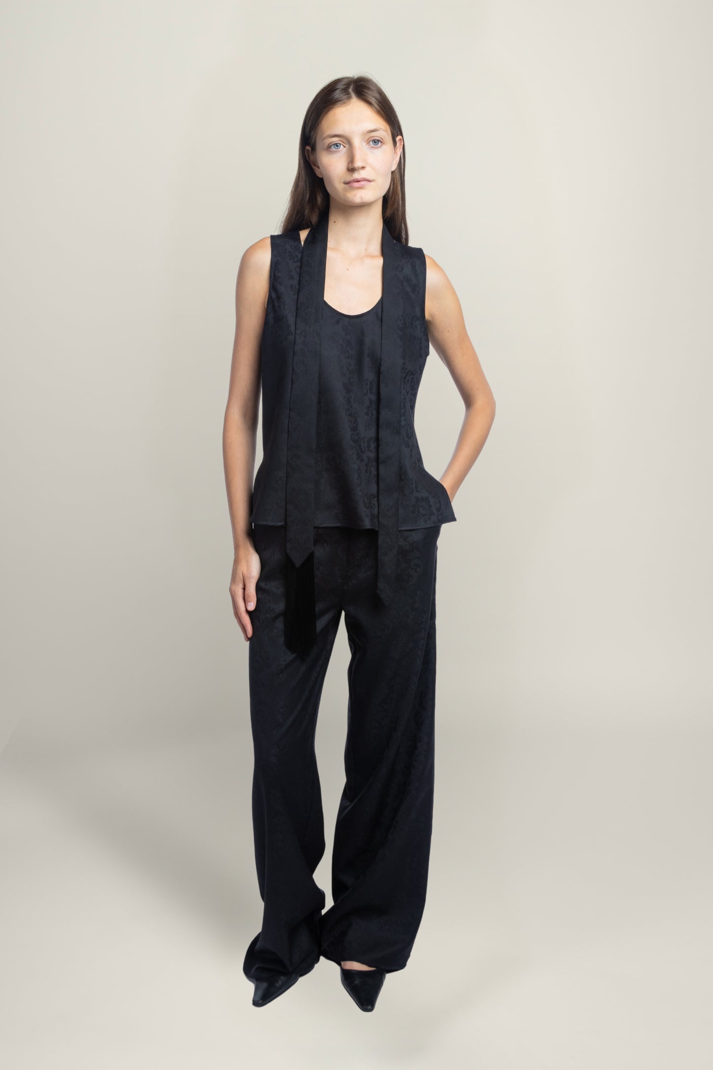 FIORENTINA JACQUARD TOP | BLACK