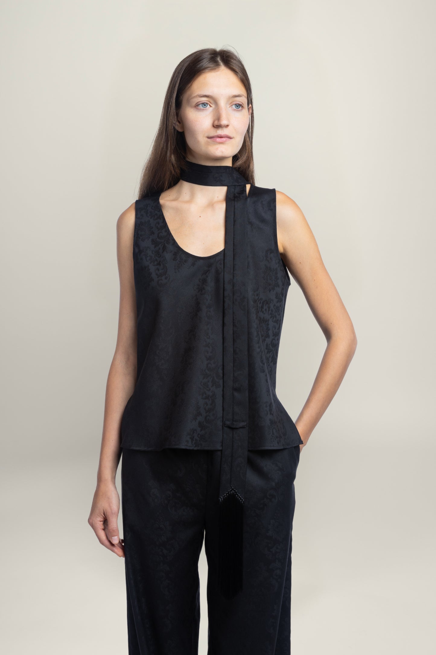 FIORENTINA JACQUARD TOP | BLACK