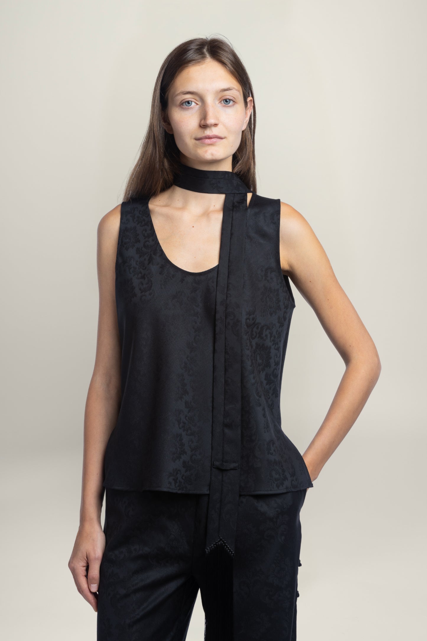 FIORENTINA JACQUARD TOP | BLACK