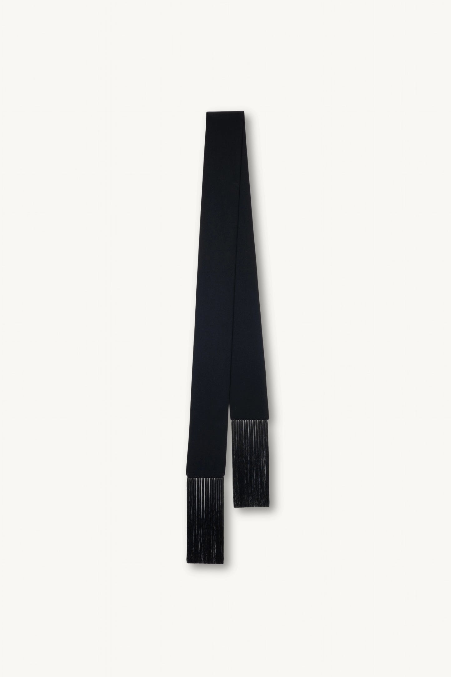 Brisa Slim Scarf - Black | MAISON MAGDALENA  | A slim scarf made of wool and cashmere with a handmade fringe detail | product picture