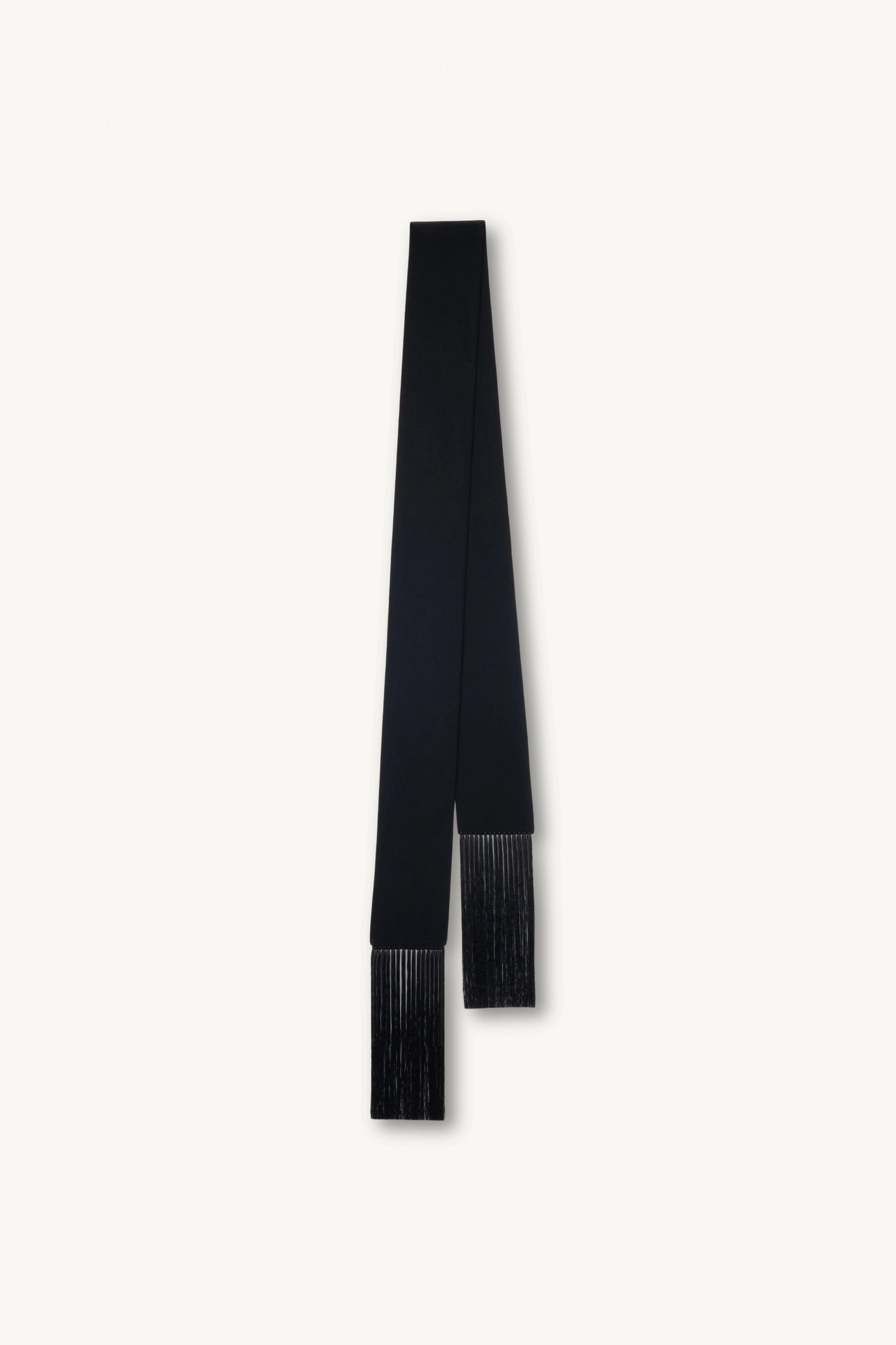 Brisa Slim Scarf - Black | MAISON MAGDALENA  | A slim scarf made of wool and cashmere with a handmade fringe detail | product picture