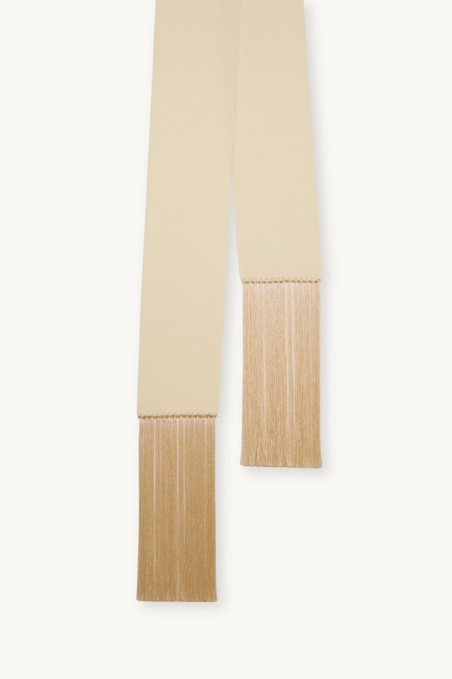 Brisa Slim Scarf | MAISON MAGDALENA | A Beige Scarf with a fringed finish