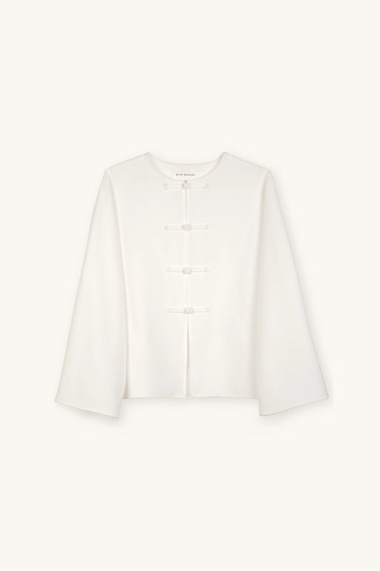 Cruise Top | MAISON MAGDALENA | White top with handmade frog buttons | Product picture 