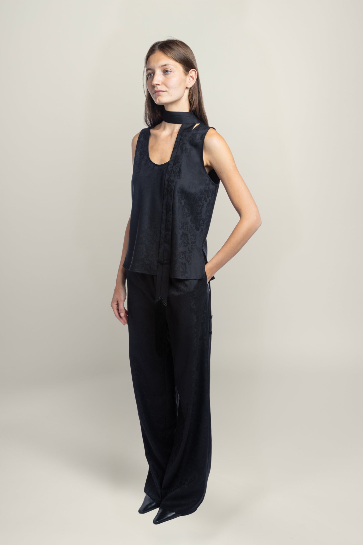 FIORENTINA JACQUARD TOP | BLACK