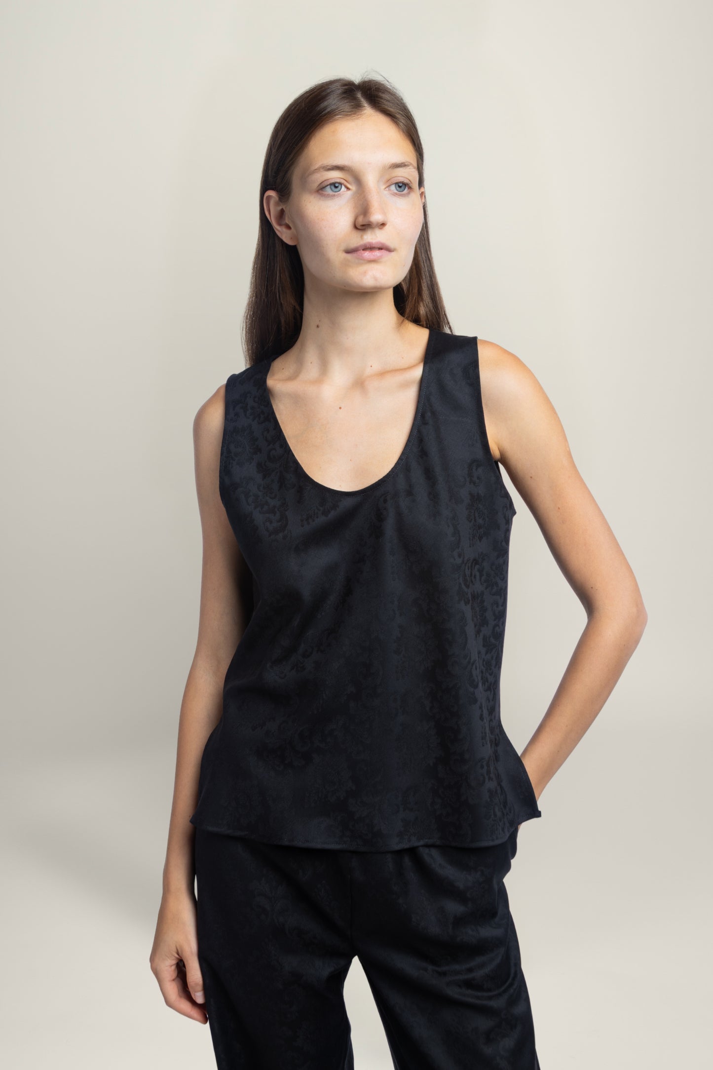 FIORENTINA JACQUARD TOP | BLACK