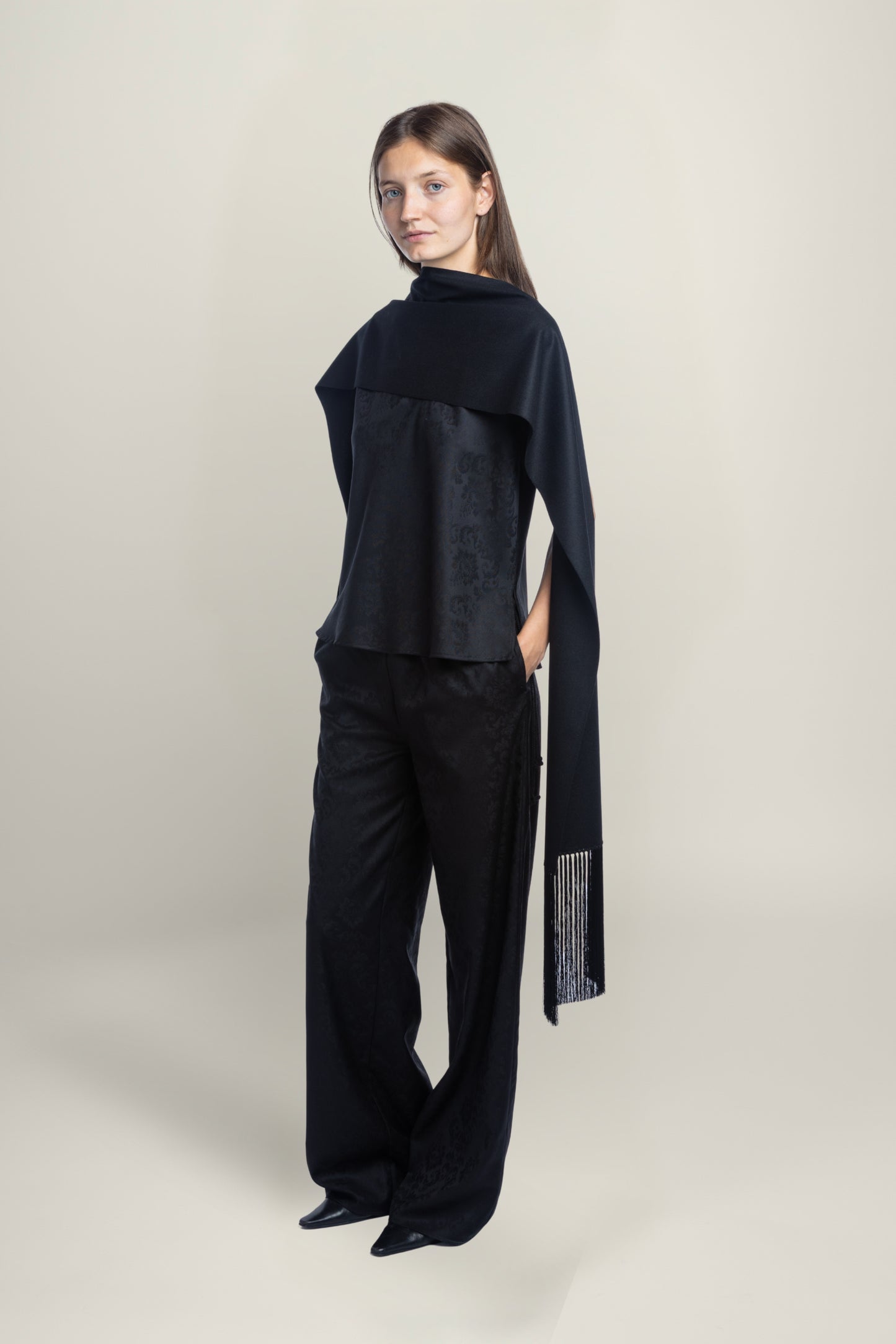 FIORENTINA JACQUARD TOP | BLACK